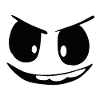 morsomt, slem, ondt, stygt monsteransikt