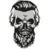 Cranio di hipster con barba e cuffie