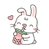 Cute Rabbit Drinking Boba Tea