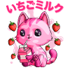 Kawaii Strawberry Milk Cat Japanese Chibi Kitten G