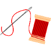 Needle and thread logo embroidery