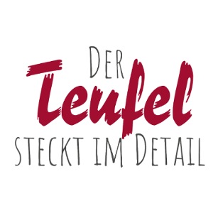 „Der Teufel steckt im D..” in dunkelroter Schrift
