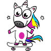 Einhorn mit Skateboard
