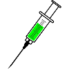 Vaccination syringe with green liquid medicine and