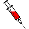 Seringue de vaccination avec médicament liquide rouge