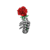Skeleton hand red roses tattoo style bone hand