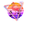 Flamingo Synthwave Retro Oldschool Geschenk