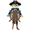 A fox as pirate captain with wooden leg & hook