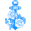 Ancres et roses (bleu clair)