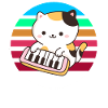 Piano keyboard cat sunset