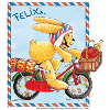 Felix der Hase beim Fahrradfahren
