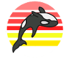 Orca sunset retro