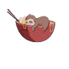 Cute sloth in ramen