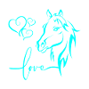 Chevaux turquoise amour coeurs