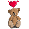 Oso de peluche de dibujos animados con un motivo de oso de peluche de corazón