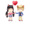 Kawaii anime ragazza e ragazzo coppia stile chibi