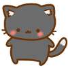 cute black cat - kawaii style
