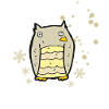 Hearty owl with snowflakes