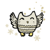Hearty owl with snowflakes