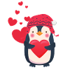 Lindo pingüino con corazón celebra el amor