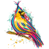 Colorful bird - drawing by watercolor - beautiful bird