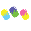 Three multicoloured ice-creams on popsticks
