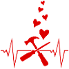 Marteau tournevis pouls amour coeur