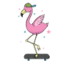 cool flamingo on skateboard