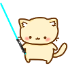 Cute cat with blue lightsaber