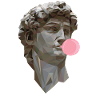 DAVID MICHELANGELO avec art de la statue de chewing-gum