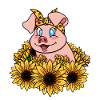Sweet piggy with sunflowers