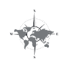 World map with compass