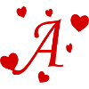 Lettre A avec des coeurs