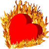Red heart is on fire