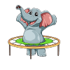 Funny elephant trampoline jumping