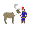 Sami child with reindeer