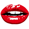 Glossy red lips print
