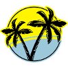 palm silhouette circle beach