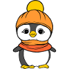 Penguin with hat and scarf