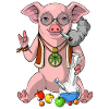 Pig Hippie Smoking Weed