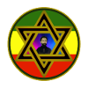 Haile Selassie I. i Davidsstjernen på Rasta-farver