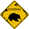 Echidna yellow road sign