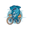 Fahrrad fahrender Hai