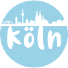 Köln, skyline, scherenschnitt, Logo,blau