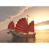 Chinese junk at sunset