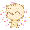 Simpatico gatto anime con fiori che piovono dal cielo