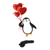 Pinguin mit Herz Luftballons