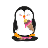 Penguin eats ice cream