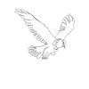 One Line Art Eagle drawn with a dash