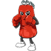Lustiger Boxsack mit Boxhandschuhen